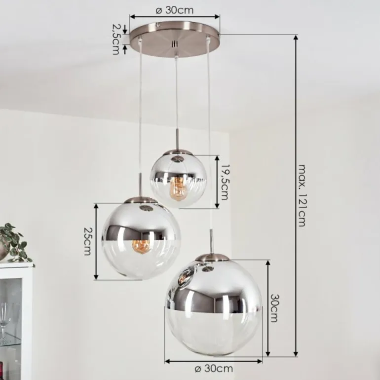 Suspension Degevos Nickel mat, 3 lumières