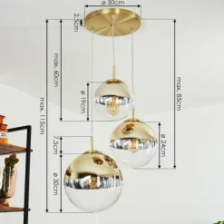 Suspension Degevos Or, 3 lumières