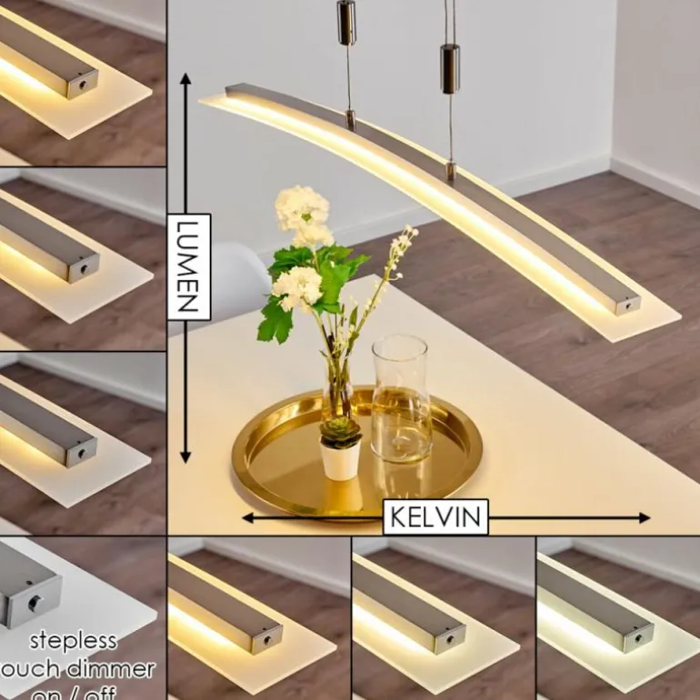 Suspension Delaware LED Argenté, 1 lumière