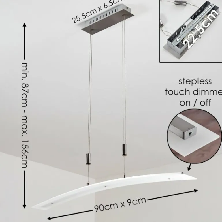 Suspension Delaware LED Argenté, 1 lumière