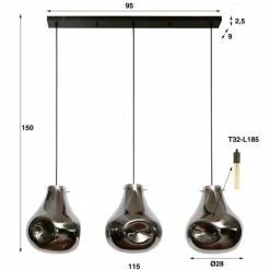 Suspension Dent Anthracite, 3 lumières