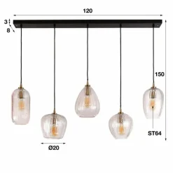 Suspension Diamond Anthracite, 5 lumières