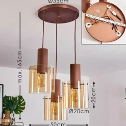 Suspension Dodoma Cuivre, 3 lumières