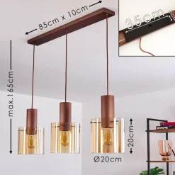 Suspension Dodoma Cuivre, 3 lumières