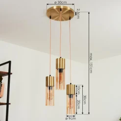 Suspension Dulcita Laiton, 3 lumières