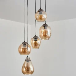 Suspension Echallens Argenté, 5 lumières