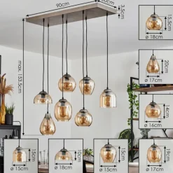 Suspension Echallens Argenté, 7 lumières