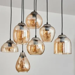 Suspension Echallens Argenté, 7 lumières