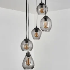 Suspension Echallens Noir, 5 lumières