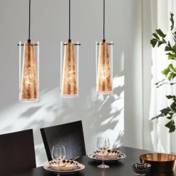 Suspension Eglo PINTO GOLD Noir, 3 lumières