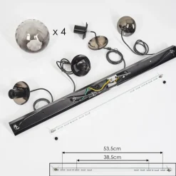 Suspension Evolene Noir, 4 lumières