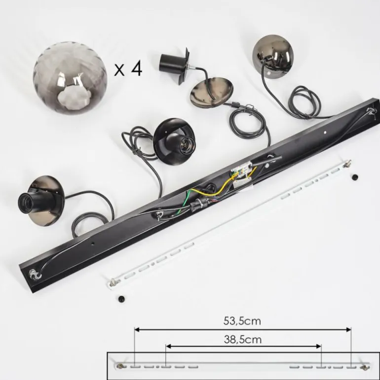 Suspension Evolene Noir, 4 lumières