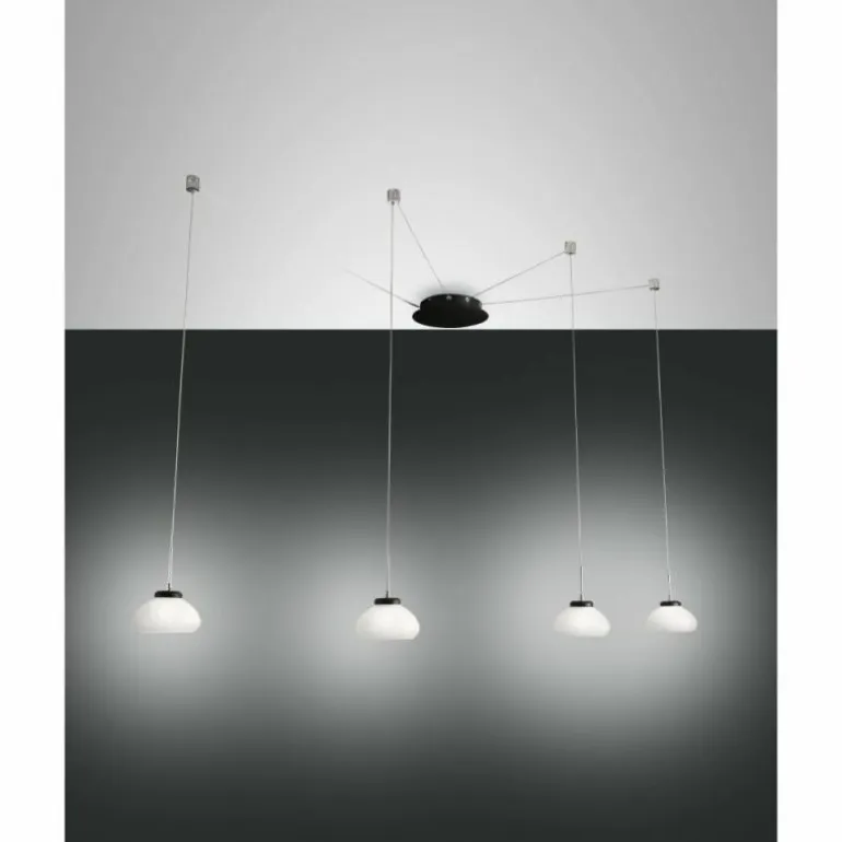 Suspension Fabas Luce Arabella LED Noir, 4 lumières