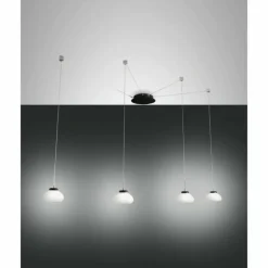 Suspension Fabas Luce Arabella LED Noir, 4 lumières