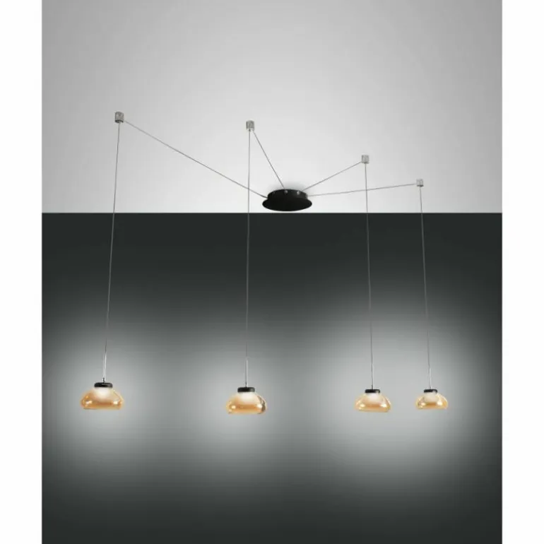 Suspension Fabas Luce Arabella LED Noir, 4 lumières