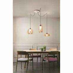 Suspension Fabas Luce Fiona Blanc, 3 lumières