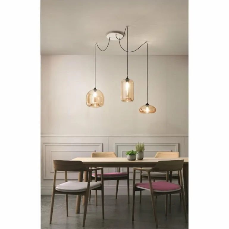 Suspension Fabas Luce Fiona Blanc, 3 lumières