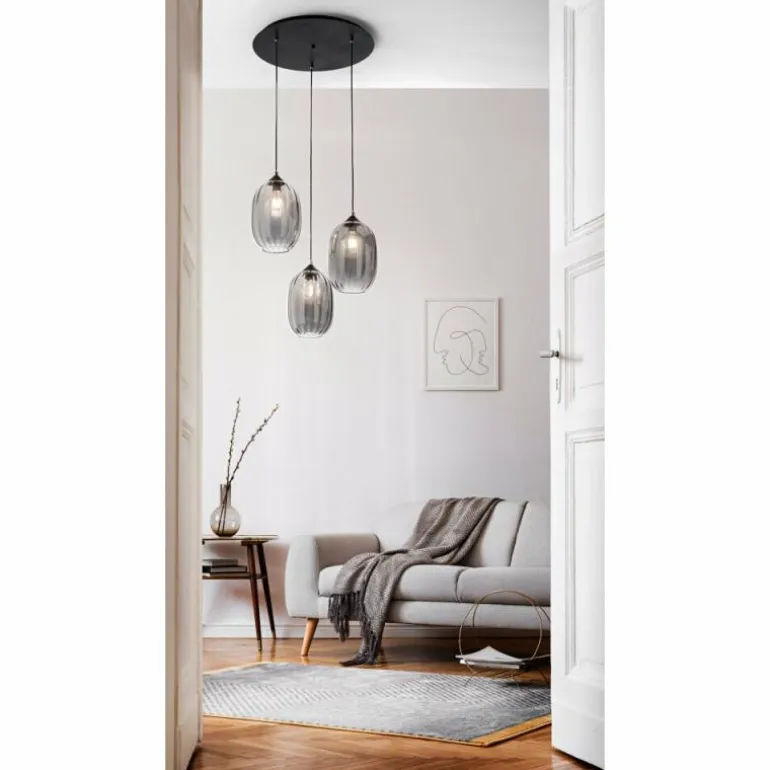 Suspension Fabas Luce Infinity Noir, 3 lumières