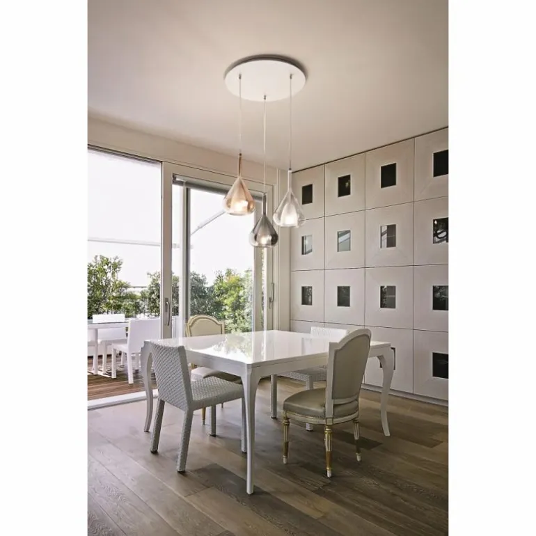 Suspension Fabas Luce Lila Blanc, 3 lumières