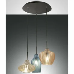Suspension Fabas Luce Olbia Noir, 3 lumières