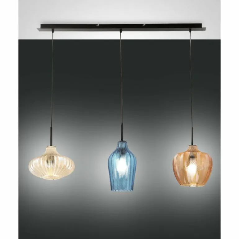 Suspension Fabas Luce Olbia Noir, 3 lumières