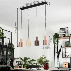 Suspension Fessade Noir, 4 lumières
