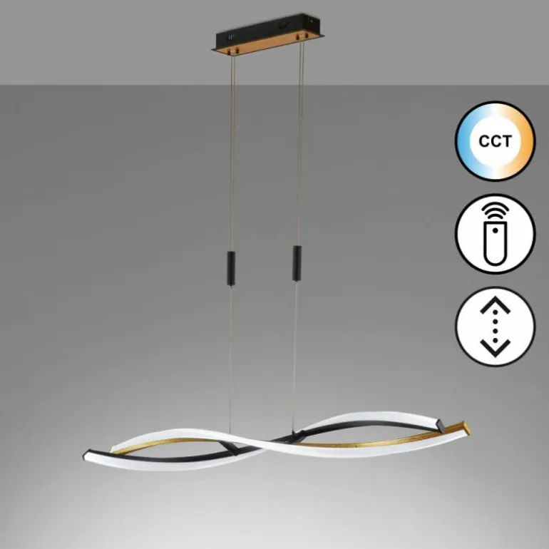 Suspension Fischer & Honsel Torcido LED Noir, 1 lumière, Télécommandes
