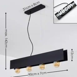 Suspension Fria Noir, 4 lumières