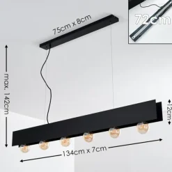 Suspension Fria Noir, 6 lumières