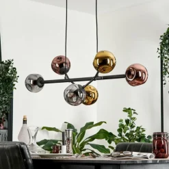 Suspension Fuensalida Noir, 6 lumières