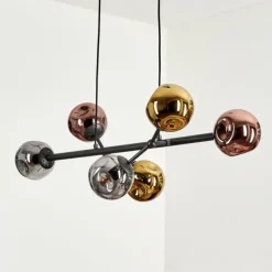 Suspension Fuensalida Noir, 6 lumières
