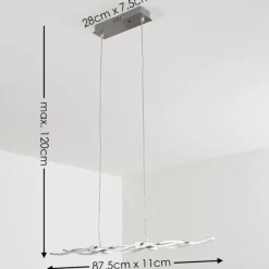 Suspension Gamsen LED Acier brossé, 3 lumières, Télécommandes, Changeur de couleurs