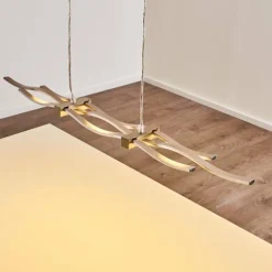 Suspension Gamsen LED Acier brossé, 3 lumières, Télécommandes, Changeur de couleurs