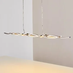 Suspension Gamsen LED Acier brossé, 3 lumières, Télécommandes, Changeur de couleurs