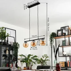 Suspension Gastor Ambre, 3 lumières