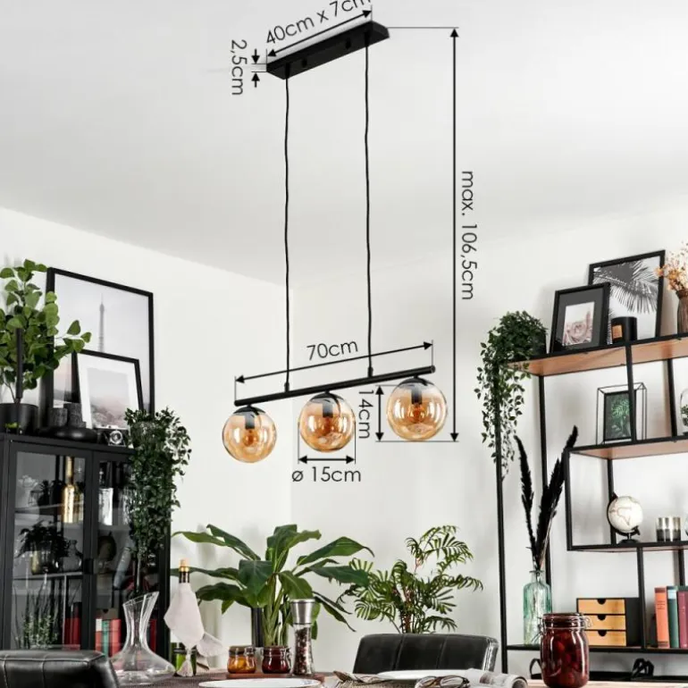 Suspension Gastor Ambre, 3 lumières