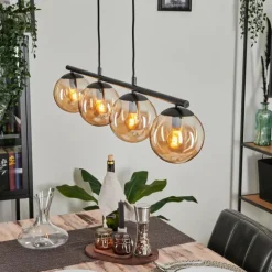 Suspension Gastor Ambre, 4 lumières