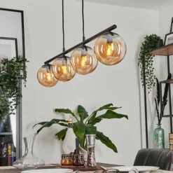 Suspension Gastor Ambre, 4 lumières