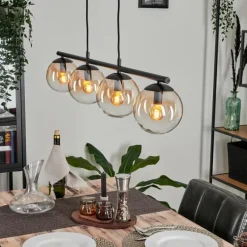Suspension Gastor Ambre, Clair, 4 lumières