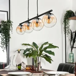 Suspension Gastor Ambre, Clair, 4 lumières