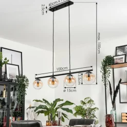 Suspension Gastor Ambre, Clair, 4 lumières