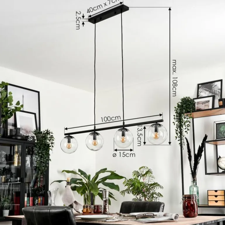 Suspension Gastor Clair, 4 lumières