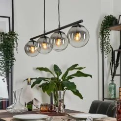 Suspension Gastor Clair, Fumé, 4 lumières