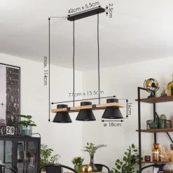 Suspension Gatangachi Noir, 3 lumières