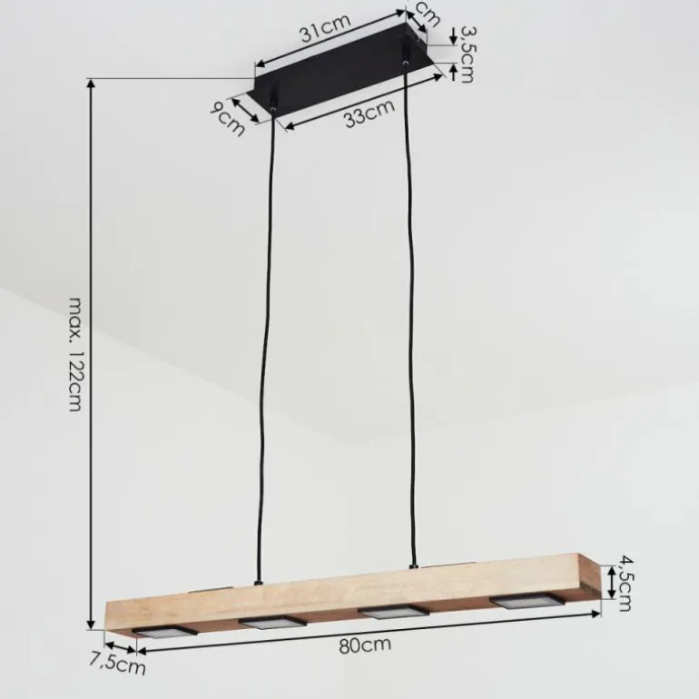 Suspension Giresta LED Noir, 6 lumières