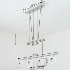Suspension Globine LED Chrome, 4 lumières