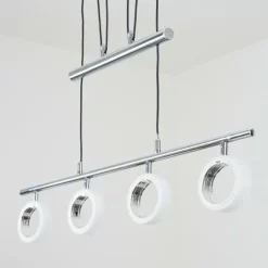 Suspension Globine LED Chrome, 4 lumières