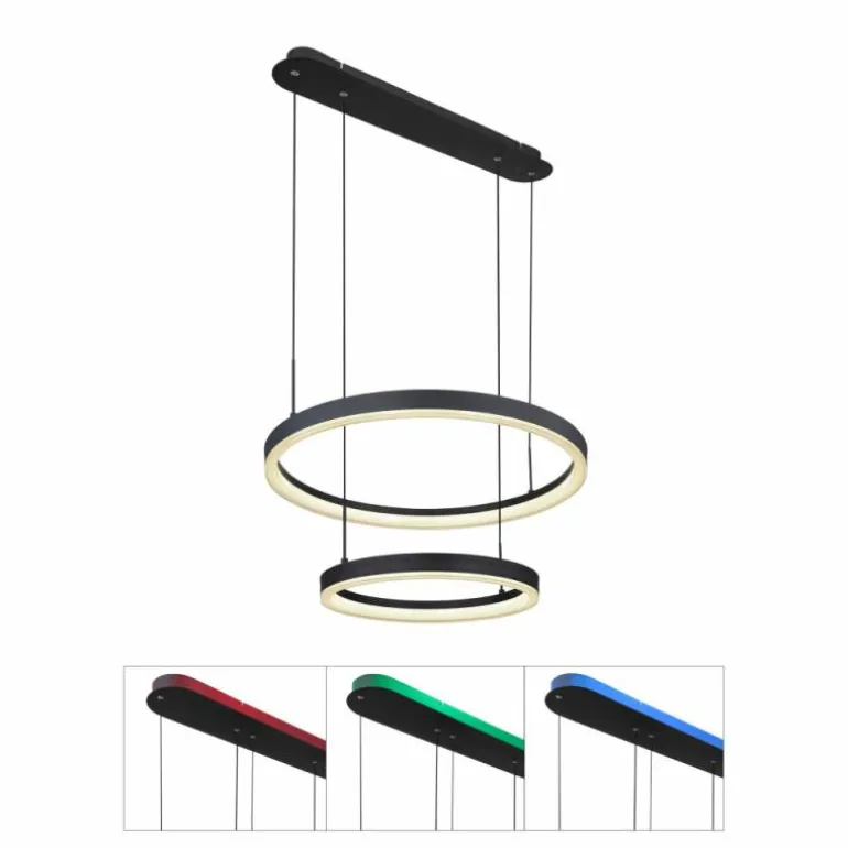 Suspension Globo AUGUSTO LED Or, Noir, 2 lumières, Télécommandes, Changeur de couleurs