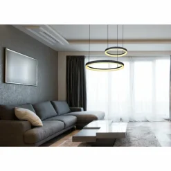 Suspension Globo AUGUSTO LED Or, Noir, 2 lumières, Télécommandes, Changeur de couleurs