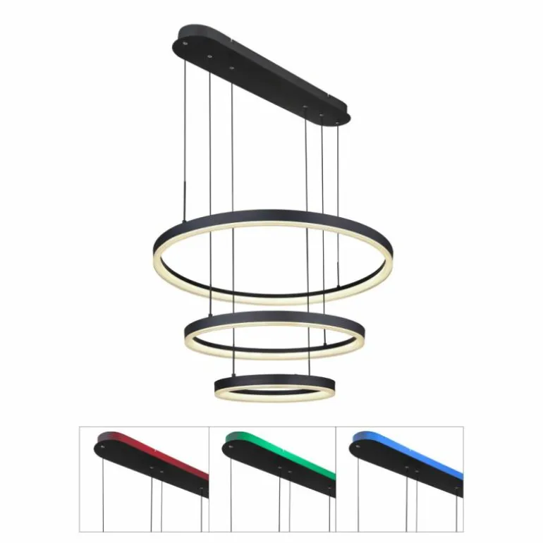 Suspension Globo AUGUSTO LED Or, Noir, 2 lumières, Télécommandes, Changeur de couleurs